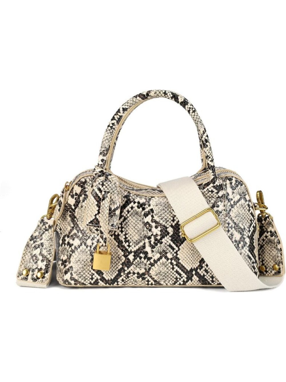 Stylish Snake Print Handbag | PU Leather Top Handle & Adjustable Shoulder Strap